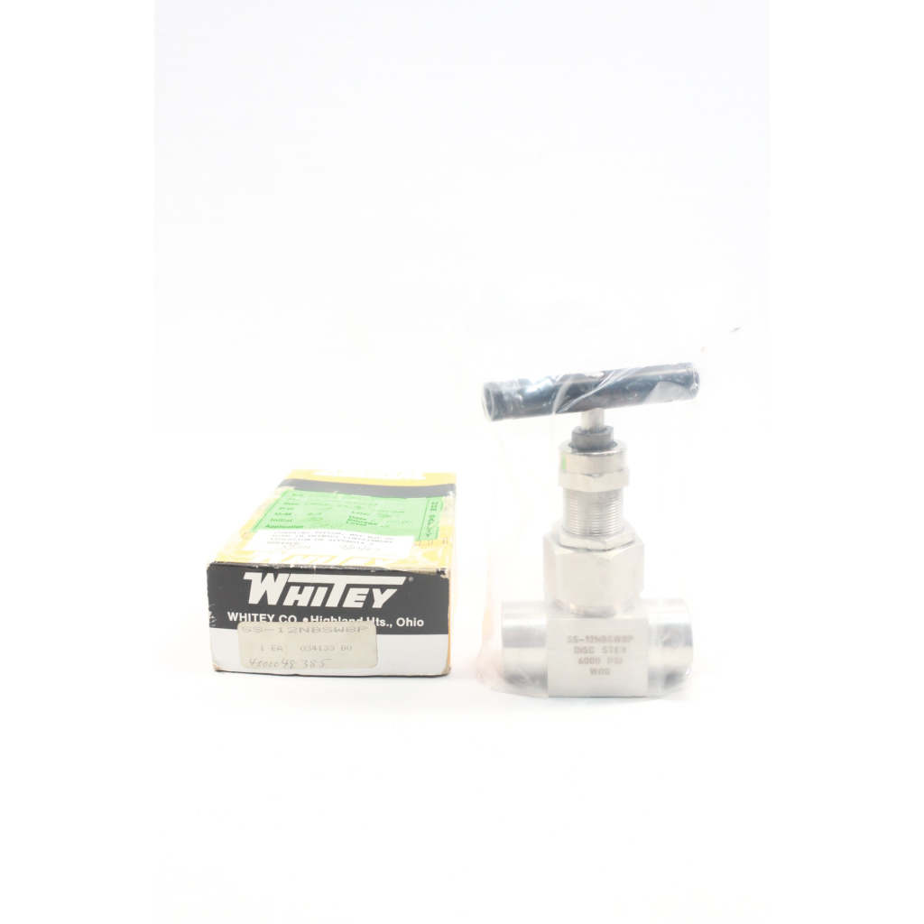 Whitey SS-12NBSW8P Manual Stainless Socket Weld Needle Valve 6000psi 1/2in
